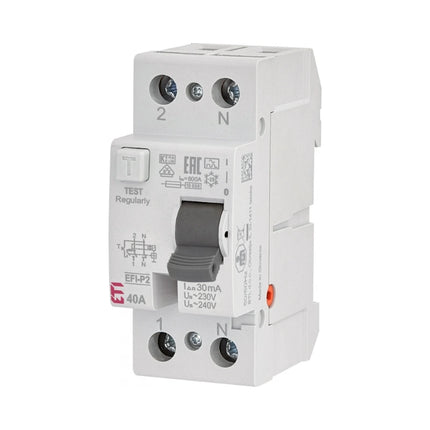 Interruttore differenziale (RCCB) bipolare, tipo A, 40 A, 30 mA, ETI