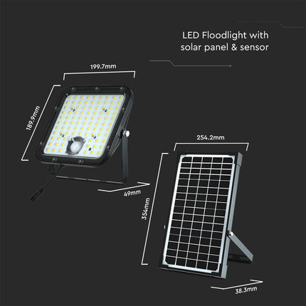 Слънчев LED прожектор с яркост 4800 лм, дистанционно управление, датчик за движение