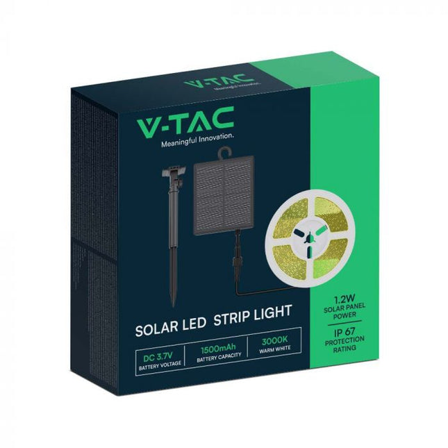 IP67 Solar-Powered LED Strip Light, Remote Control, 3000K