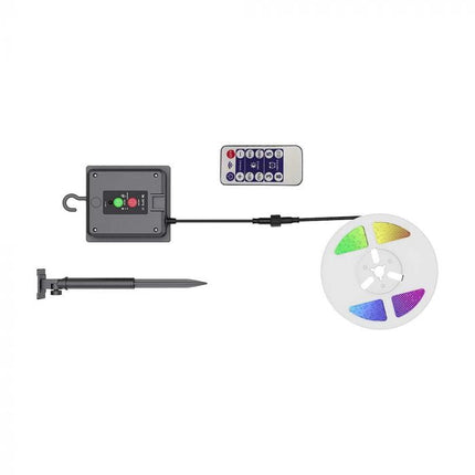 LED лента със слънчево захранване, IP67, дистанционно управление, RGB