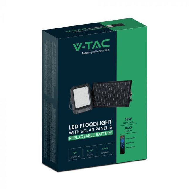 1800lm Solar LED Floodlight, 12Ah External Battery, 4000K Colour Temperature