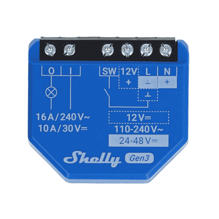 Shelly 1 Gen3, Set of 2 Smart Wi-Fi Relays with Dry Contact, 16A