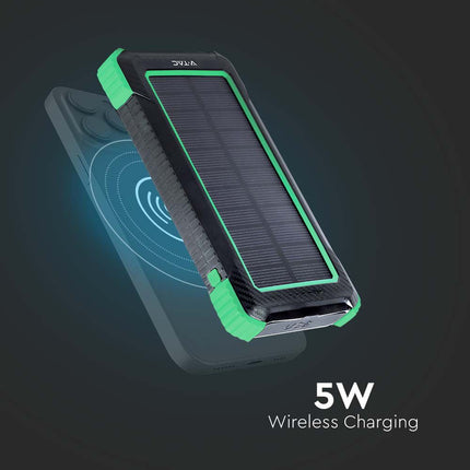 Batería externa portátil, carga inalámbrica, panel solar, 10 000 mAh, V-Tac