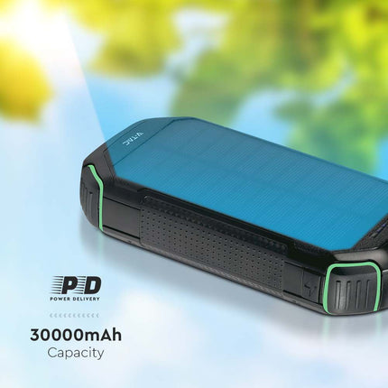 Batería externa portátil, carga inalámbrica, panel solar, 30 000 mAh, V-Tac