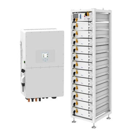 Onduleur DEYE 50 kW + système de stockage par batterie LiFePo4 BOS-G de 61,44 kWh