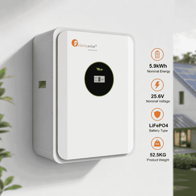 Bateria LiFePO4 de 5,9 kWh, 25,6 V, FLA24230-EU, Felicity Solar