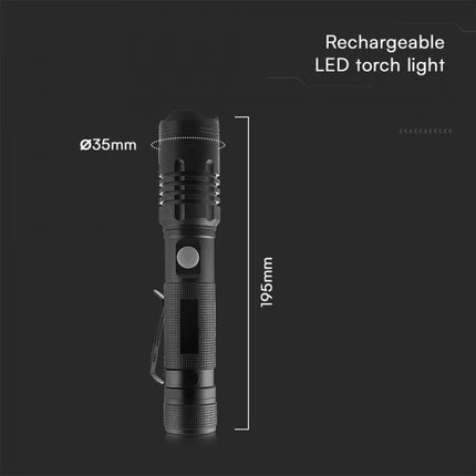 Lampe torche 10 W, 1 000 lm, boîtier en aluminium, 3,7 V, 2 000 mAh