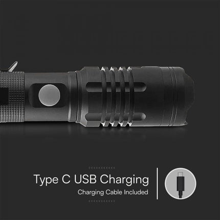Lampe torche 10 W, 1 000 lm, boîtier en aluminium, 3,7 V, 2 000 mAh