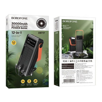 Batteria esterna da 30.000 mAh con pannello solare fotovoltaico, BoroFone