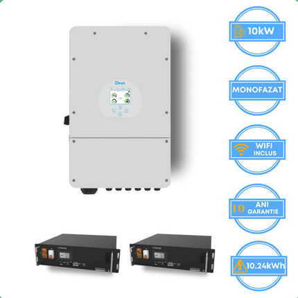Deye 10kW Inverter, SUN-10K-SG02LP1-EU-AM3 + V-TAC 10.24kWh Battery