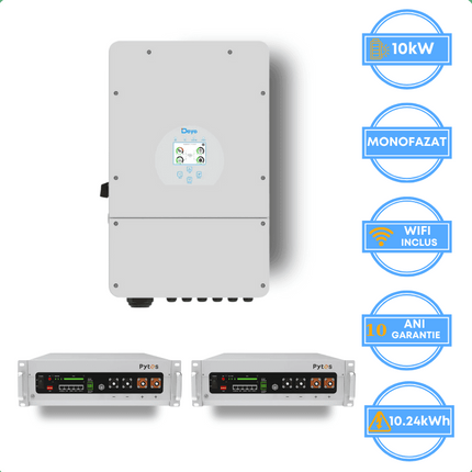 Inverter Deye da 10 kW, SUN-10K-SG02LP1-EU-AM3 + batteria Pytes da 10,24 kWh, v5a