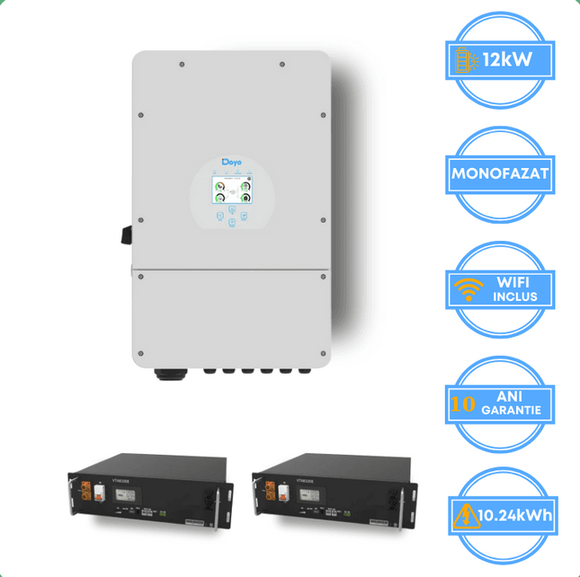Inverter Deye da 12 kW, SUN-12K-SG02LP1-EU-AM3 + batteria V-TAC da 10,24 kWh