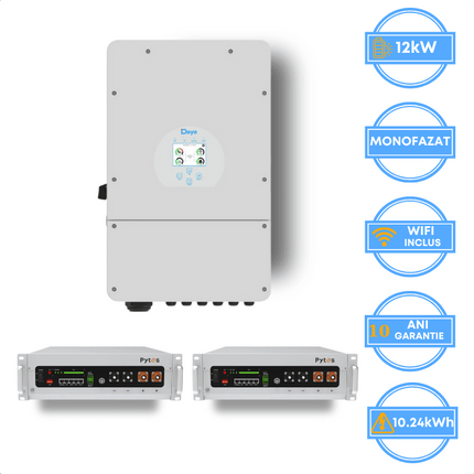 Inverter Deye da 12 kW, SUN-12K-SG02LP1-EU-AM3 + batteria Pytes da 10,24 kWh, v5a