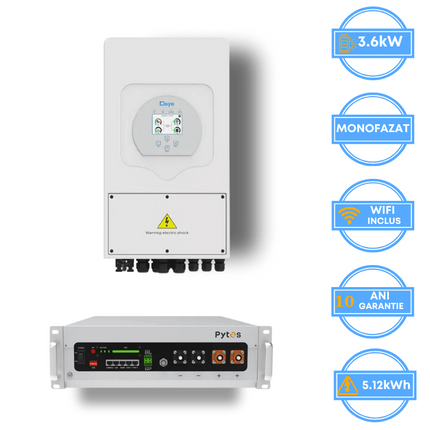 Inverter Deye da 3,6 kW, SUN-3.6K-SG05LP1-EU-AM2 + batteria Pytes da 5,12 kWh, v5a