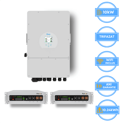 Inverter Deye da 10 kW, SUN-10K-SG05LP3-EU-SM2 + batteria Pytes da 10,24 kWh, v5a