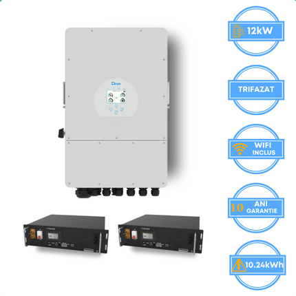 Inverter Deye da 12 kW, SUN-12K-SG05LP3-EU-SM2 + batteria V-TAC da 10,24 kWh