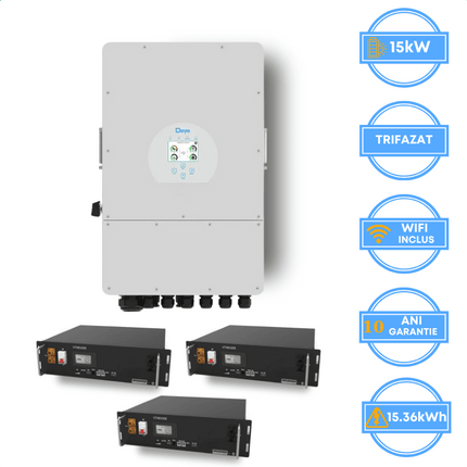 Deye 15kW Inverter, SUN-15K-SG05LP3-EU-SM2 + V-TAC 15.36kWh Battery