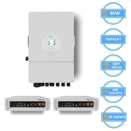 Inverter Deye da 8 kW, SUN-8K-SG05LP3-EU-SM2 + batteria Pytes da 10,24 kWh, v5a