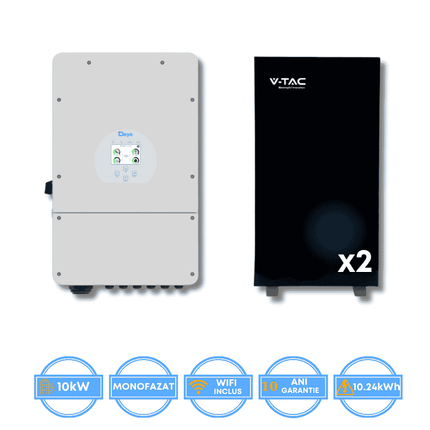 Deye 10kW Inverter, SUN-10K-SG02LP1-EU-AM3 + V-TAC 10.24kWh Battery
