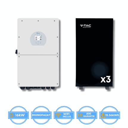 Deye 16kW Inverter, SUN-16K-SG01LP1-EU + V-TAC 15.36kWh Battery