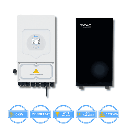 Deye 6kW Inverter, SUN-6K-SG05LP1-EU-AM2-P + V-TAC 5.12kWh Battery