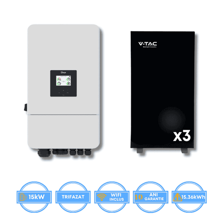 Deye 15kW Inverter, SUN-15K-SG05LP3-EU-SM2 + V-TAC 15.36kWh Battery