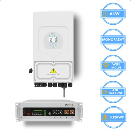 Deye 6kW Inverter, SUN-6K-SG05LP1-EU-AM2-P + Pytes 5.12kWh Battery, v5a