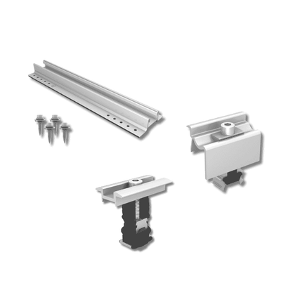 Mounting kit for 9 solar panels, single row, sandwich-type panels