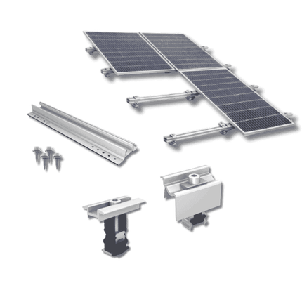 Mounting kit for 9 solar panels, single row, sandwich-type panels