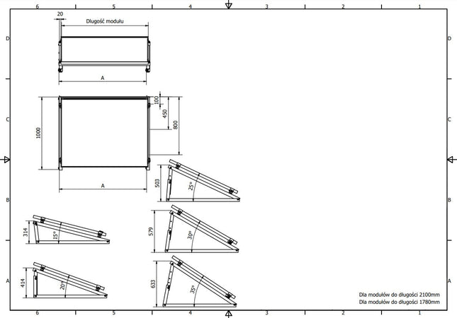 Support de fixation réglable pour panneau, 20–35°